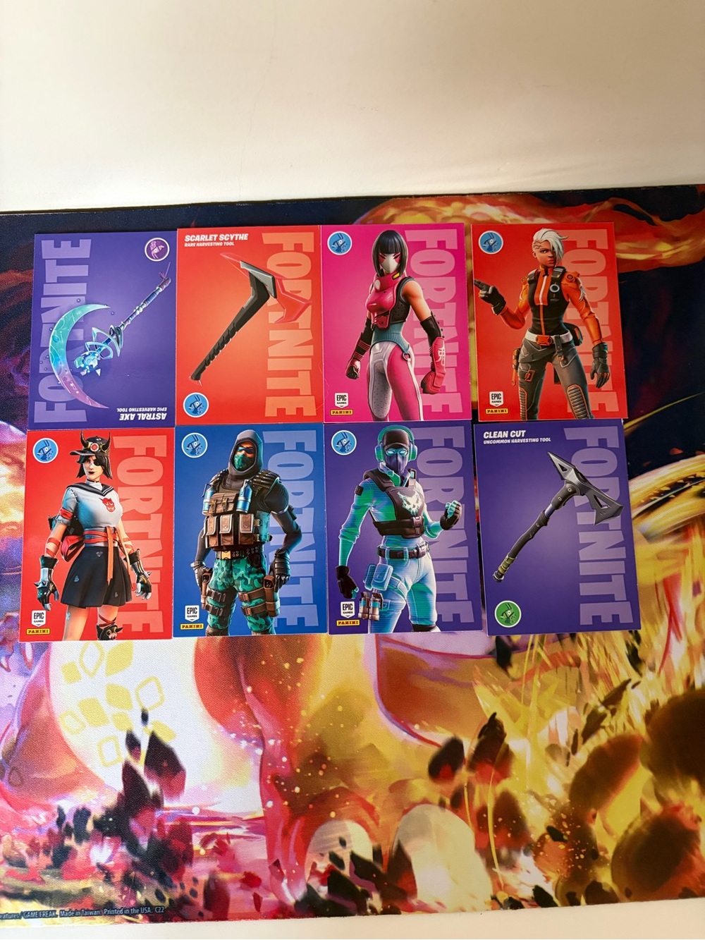 Fortnite Collectible Character & Pickaxe Cards - Pink, Orange, Purple, Blue